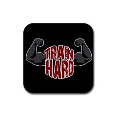 Train Hard Rubber Coaster (square)  by Valentinaart