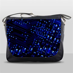 Blue Circuit Technology Image Messenger Bags by BangZart
