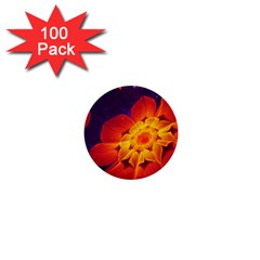 Royal Blue, Red, And Yellow Fractal Gerbera Daisy 1  Mini Buttons (100 Pack)  by jayaprime