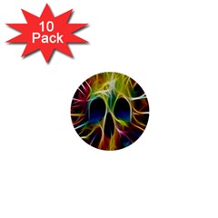 Skulls Multicolor Fractalius Colors Colorful 1  Mini Buttons (10 Pack)  by BangZart