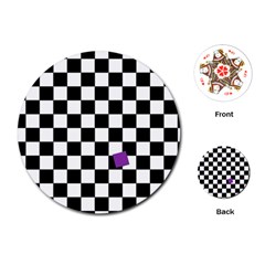 Dropout Purple Check Playing Cards (round)  by designworld65