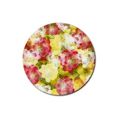 Flower Power Rubber Round Coaster (4 Pack)  by designworld65