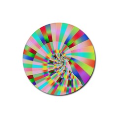 Irritation Funny Crazy Stripes Spiral Rubber Round Coaster (4 Pack)  by designworld65