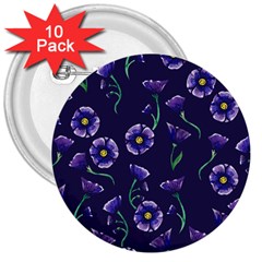 Floral 3  Buttons (10 Pack)  by BubbSnugg
