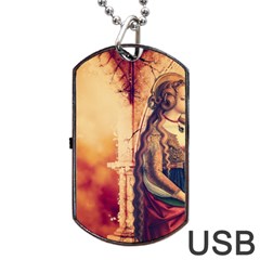 Fantasy Art Painting Magic Woman  Dog Tag Usb Flash (one Side) by paulaoliveiradesign