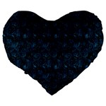 Blue Flower Glitter Look Large 19  Premium Heart Shape Cushions Back