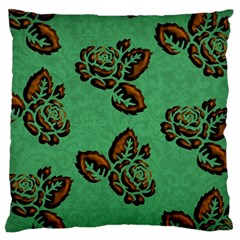 Chocolate Background Floral Pattern Large Flano Cushion Case (one Side) by Nexatart
