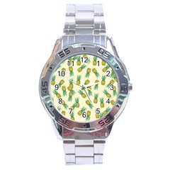 Pineapples Pattern Stainless Steel Analogue Watch by Valentinaart