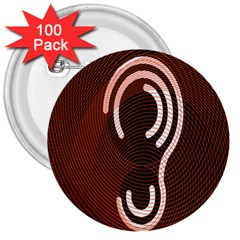 Fan Line Chevron Wave Brown 3  Buttons (100 Pack)  by Mariart