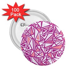 Conversational Triangles Pink White 2 25  Buttons (100 Pack)  by Mariart