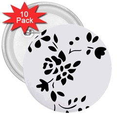 Flower Rose Black Sexy 3  Buttons (10 Pack)  by Mariart