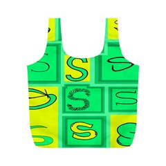 Letter Huruf S Sign Green Yellow Full Print Recycle Bags (m)  by Mariart