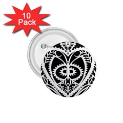 Paper Cut Butterflies Black White 1 75  Buttons (10 Pack) by Mariart