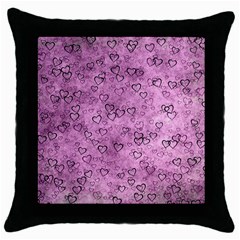 Heart Pattern Throw Pillow Case (black) by ValentinaDesign