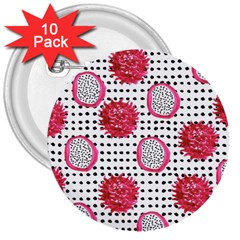 Fruit Patterns Bouffants Broken Hearts Dragon Polka Dots Red Black 3  Buttons (10 Pack)  by Mariart