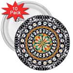 High Contrast Mandala 3  Buttons (10 pack)  Front