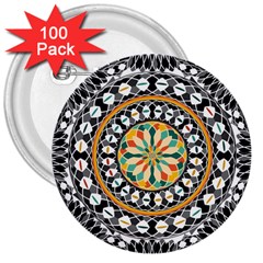 High Contrast Mandala 3  Buttons (100 Pack)  by linceazul