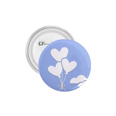 Clouds Sky Air Balloons Heart Blue 1 75  Buttons by Nexatart
