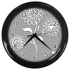 Flower Heart Plant Symbol Love Wall Clocks (black) by Nexatart