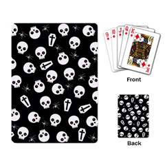 Skull, Spider And Chest  - Halloween Pattern Playing Card by Valentinaart