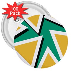 Triangles Texture Shape Art Green Yellow 3  Buttons (100 Pack)  by Mariart