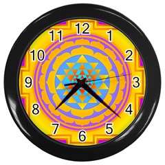 Triangle Orange Pink Wall Clocks (black) by Mariart
