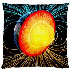 Cross Section Earth Field Lines Geomagnetic Hot Large Cushion Case (one Side) by Mariart