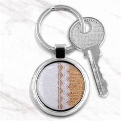 Parchement,lace And Burlap Key Chains (round)  by NouveauDesign