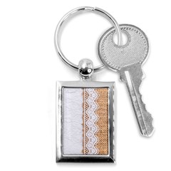 Parchement,lace And Burlap Key Chains (rectangle)  by NouveauDesign