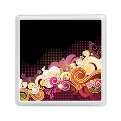 Flower Back Leaf Polka Dots Black Pink Memory Card Reader (square)  by Mariart