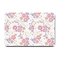 Flower Floral Sunflower Rose Purple Red Star Small Doormat  by Mariart