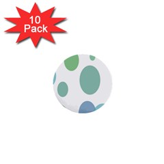 Polka Dots Blue Green White 1  Mini Buttons (10 Pack)  by Mariart