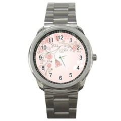 Simple Flower Polka Dots Pink Sport Metal Watch by Mariart
