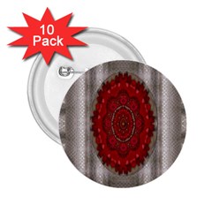 Strawberry  With Waffles And Fantasy Flowers In Harmony 2 25  Buttons (10 Pack)  by pepitasart