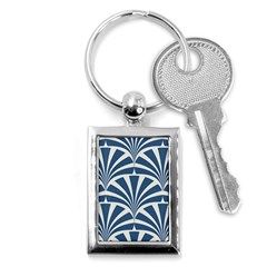 Teal,white,art Deco,pattern Key Chains (rectangle)  by NouveauDesign
