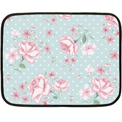 Shabby Chic,pink,roses,polka Dots Fleece Blanket (mini) by NouveauDesign