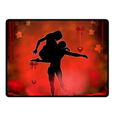 Dancing Couple On Red Background With Flowers And Hearts Double Sided Fleece Blanket (small)  by FantasyWorld7