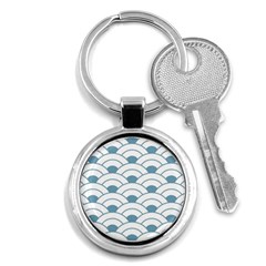 Art Deco,shell Pattern,teal,white Key Chains (round)  by NouveauDesign