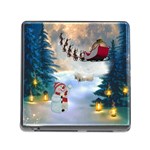 Christmas, Snowman With Santa Claus And Reindeer Memory Card Reader (Square) Front
