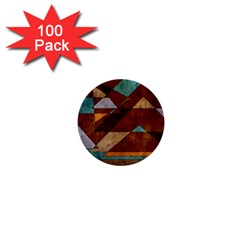 Turquoise And Bronze Triangle Design With Copper 1  Mini Buttons (100 Pack)  by digitaldivadesigns