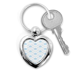 Blue,white,shell,pattern Key Chains (heart)  by NouveauDesign