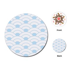 Blue,white,shell,pattern Playing Cards (round)  by NouveauDesign