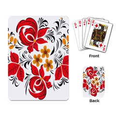 Flower Red Rose Star Floral Yellow Black Leaf Playing Card by Mariart