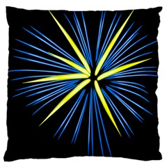 Fireworks Blue Green Black Happy New Year Large Flano Cushion Case (one Side) by Mariart
