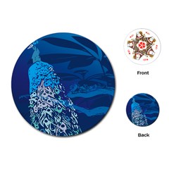 Peacock Bird Blue Animals Playing Cards (round)  by Mariart