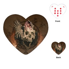 Awesome Creepy Skull With Rat And Wings Playing Cards (heart)  by FantasyWorld7