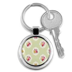Green Shabby Chic Key Chains (round)  by NouveauDesign