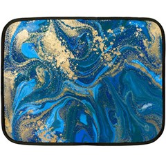 Ocean Blue Gold Marble Fleece Blanket (mini) by NouveauDesign