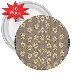 Star Fall Of Fantasy Flowers On Pearl Lace 3  Buttons (10 Pack)  by pepitasart