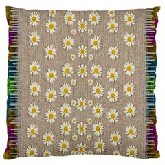 Star Fall Of Fantasy Flowers On Pearl Lace Large Flano Cushion Case (two Sides) by pepitasart